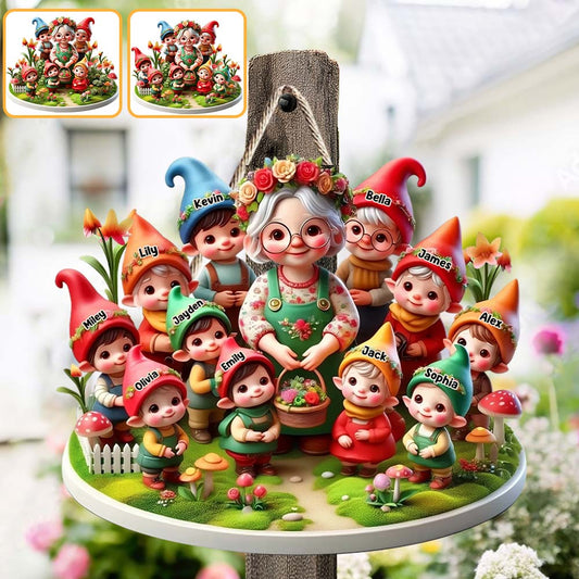 Les gnomes de Nana - Panneau en bois personnalisé pour le jardinage