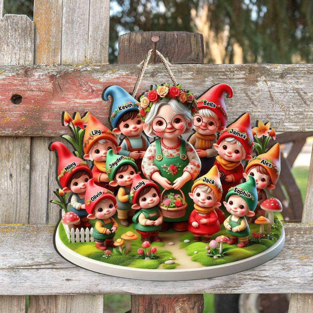 Les gnomes de Nana - Panneau en bois personnalisé pour le jardinage