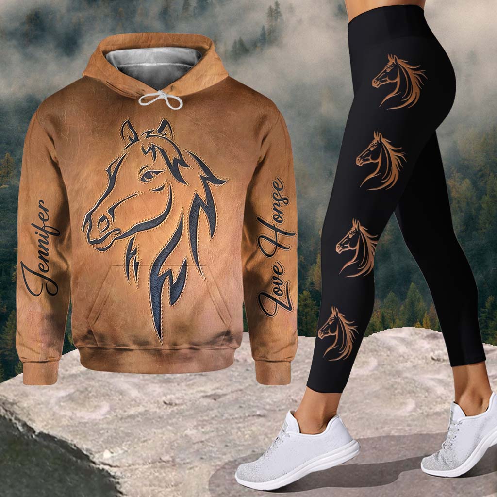 Love Horse - Sweat à capuche et leggings personnalisés à motif cheval
