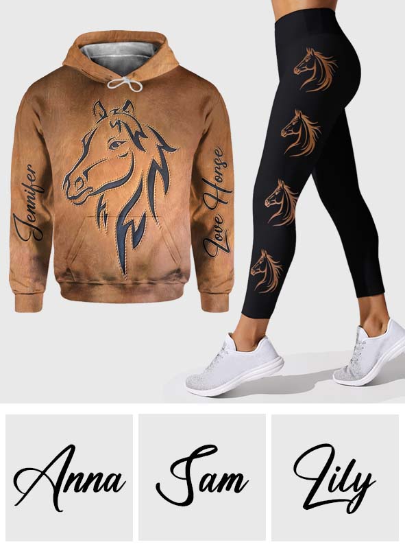 Love Horse - Sweat à capuche et leggings personnalisés à motif cheval