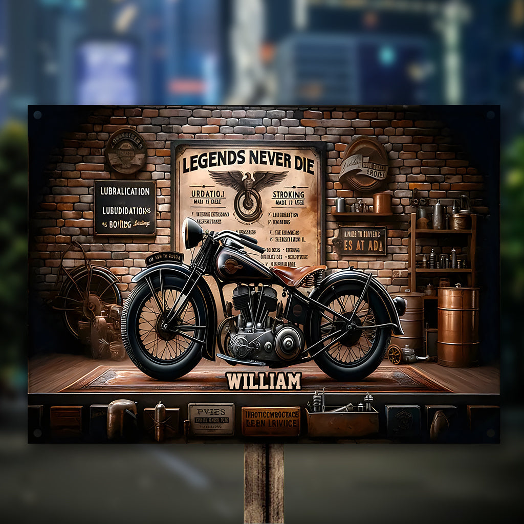 Legens Never Die - Personalized Biker Rectangle Metal Sign