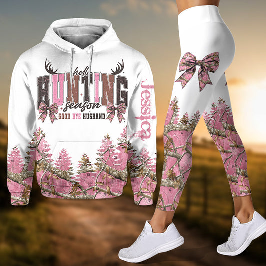 Femme de chasseur - Sweat à capuche et leggings de chasse personnalisés