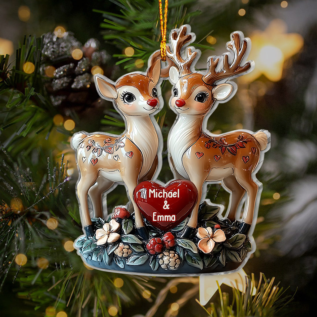 Loving Reindeer - Personalized Couple Ornament
