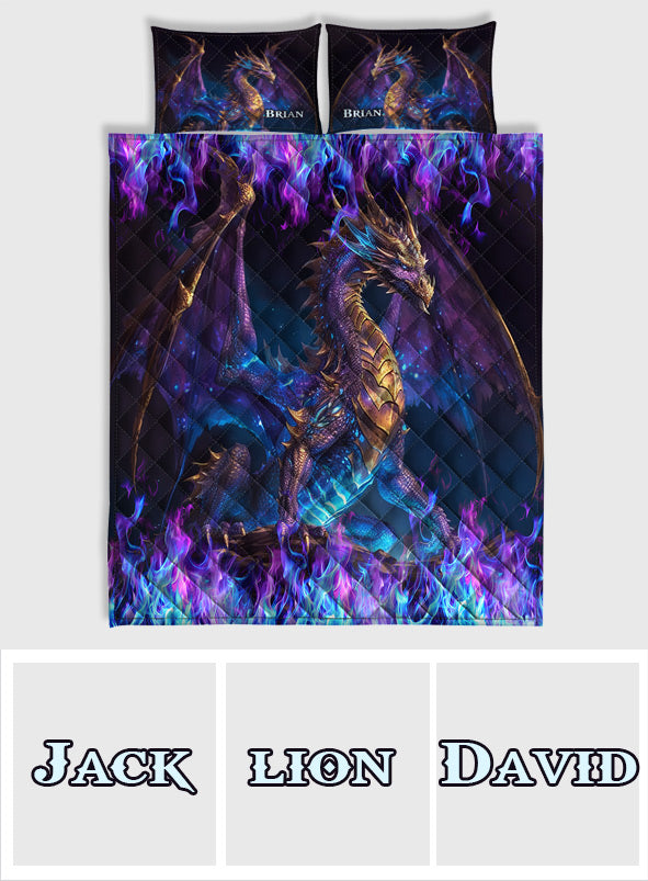 Ensemble de courtepointe Dragon personnalisé « J’adore les dragons »