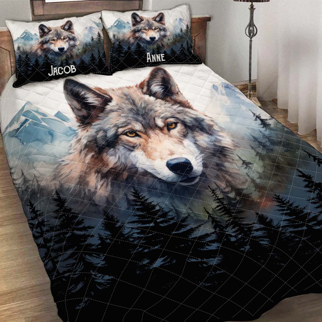 Strong Wolf - Personalized Wolf Quilt Set