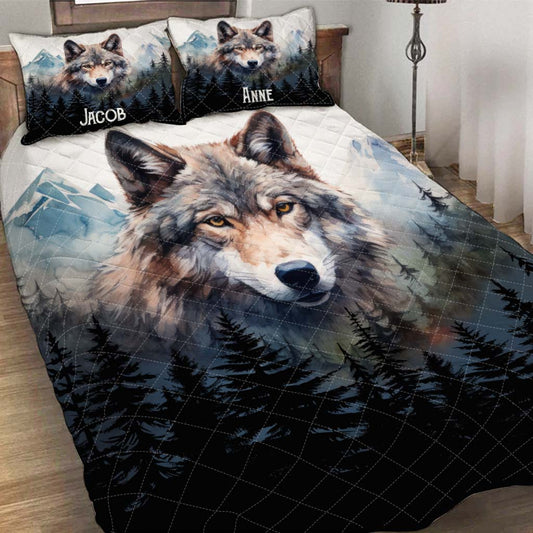 Strong Wolf - Personalized Wolf Quilt Set