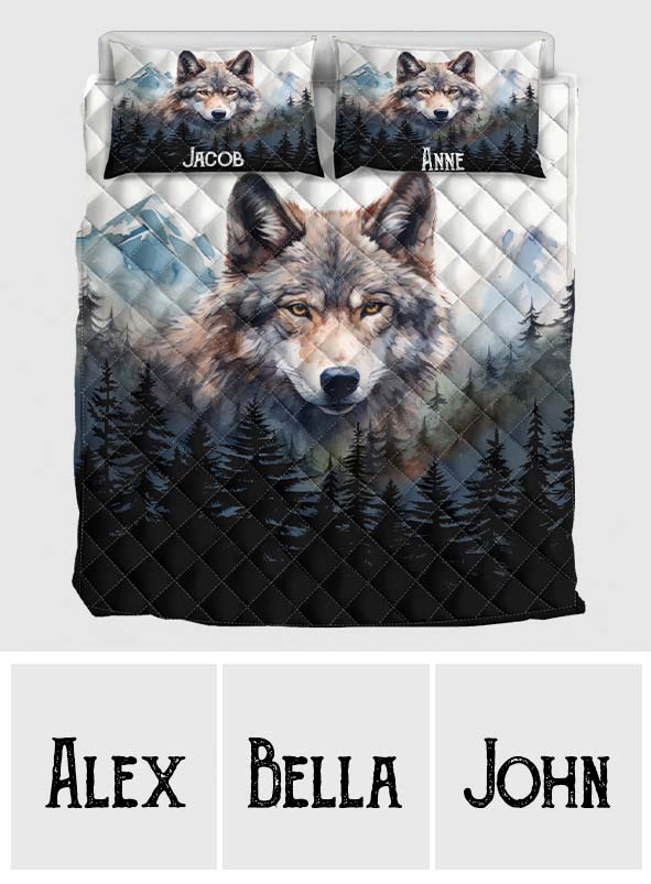Strong Wolf - Personalized Wolf Quilt Set