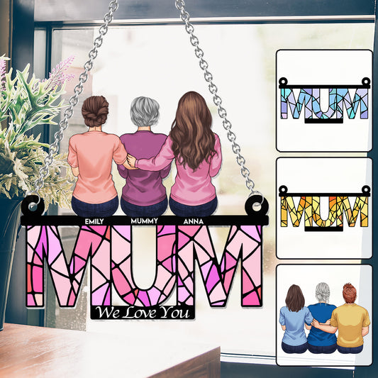 Maman, on t'aime - Attrape-soleil personnalisé à suspendre à la fenêtre 