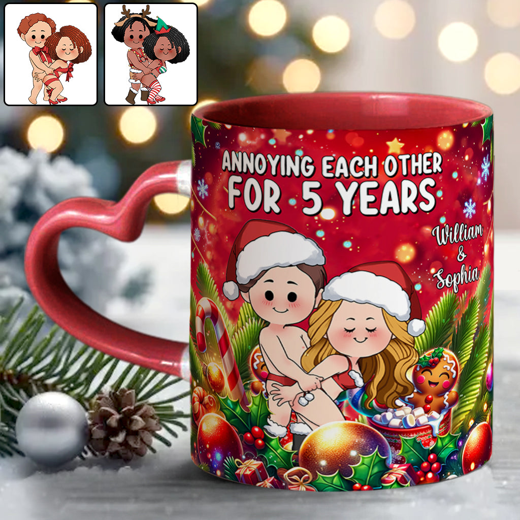 Annoying Each Other - Personalized Couple Heart Handle Mug