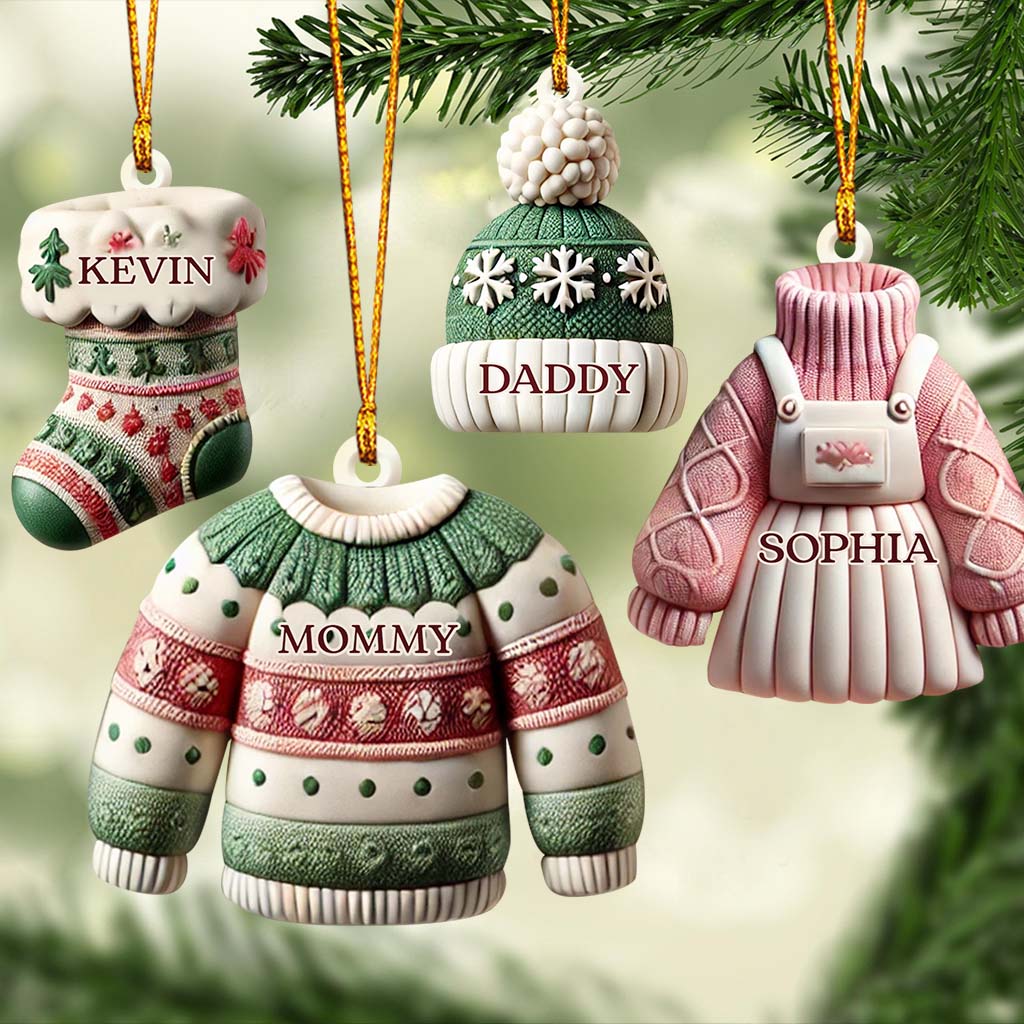 Bonnet d'hiver de Noël - Ornement familial personnalisé