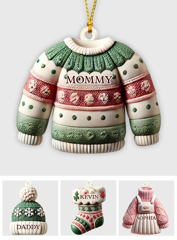 Bonnet d'hiver de Noël - Ornement familial personnalisé