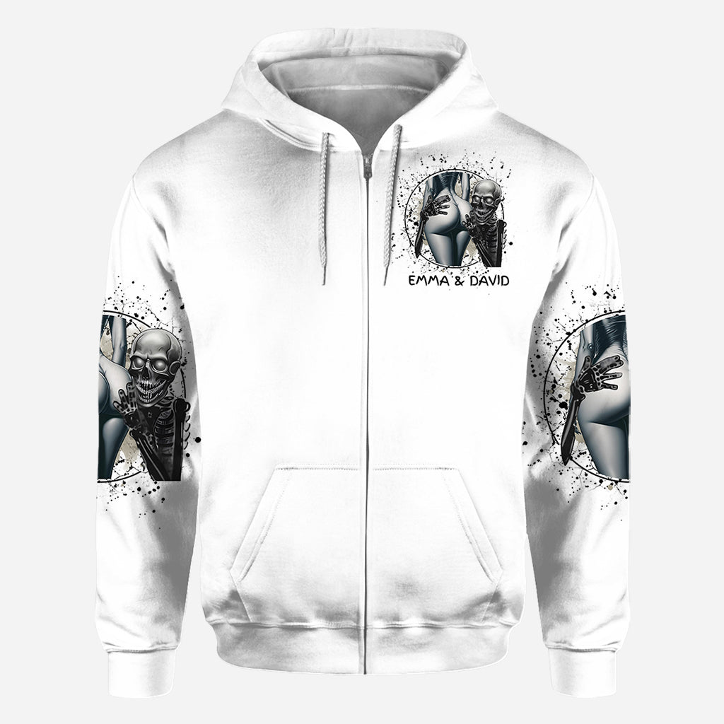 Si les fesses sont rondes, je dois les baiser - T-shirt personnalisé avec tête de mort sur toute la surface