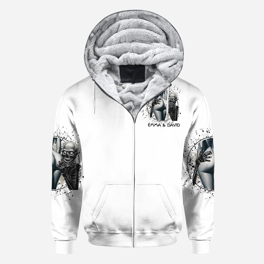 Si les fesses sont rondes, je dois les baiser - T-shirt personnalisé avec tête de mort sur toute la surface