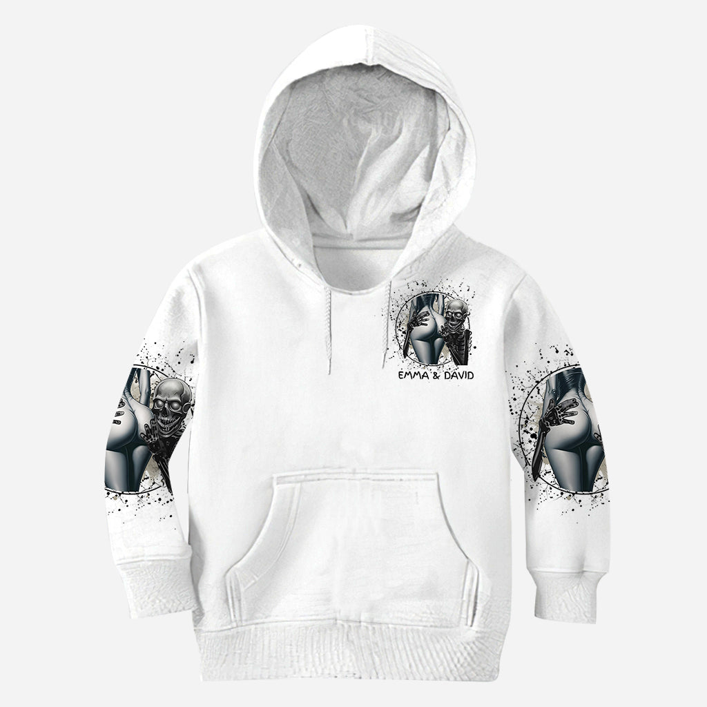 Si les fesses sont rondes, je dois les baiser - T-shirt personnalisé avec tête de mort sur toute la surface