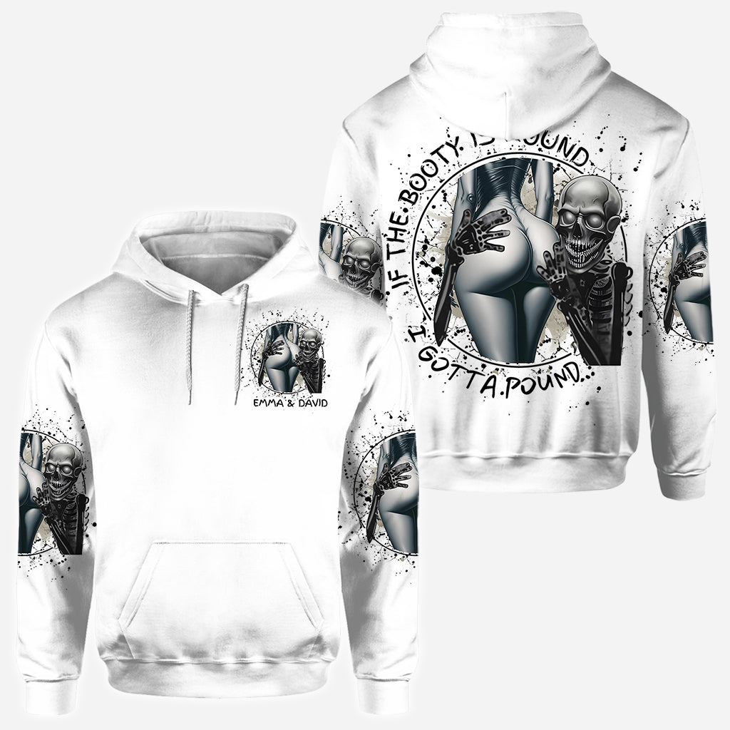 Si les fesses sont rondes, je dois les baiser - T-shirt personnalisé avec tête de mort sur toute la surface