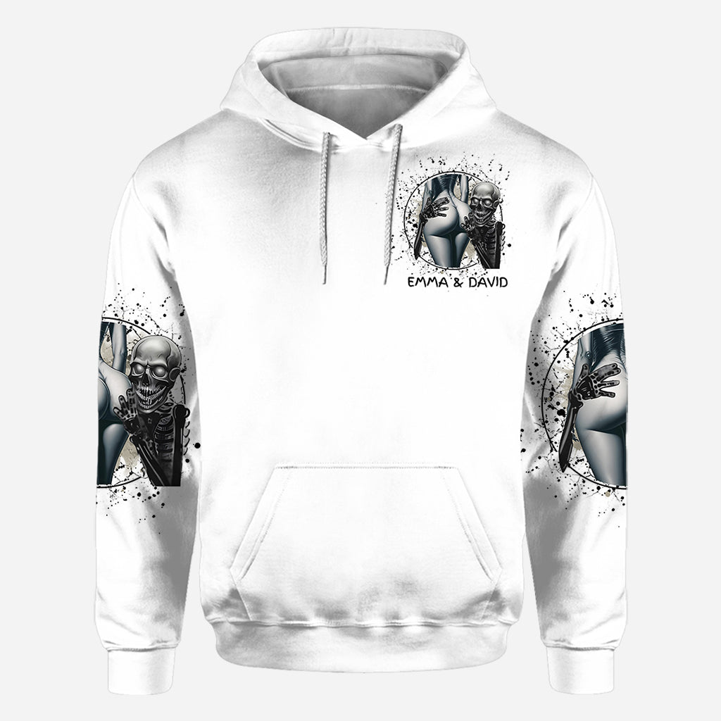 Si les fesses sont rondes, je dois les baiser - T-shirt personnalisé avec tête de mort sur toute la surface