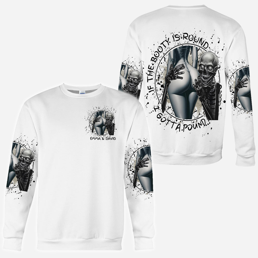 Si les fesses sont rondes, je dois les baiser - T-shirt personnalisé avec tête de mort sur toute la surface