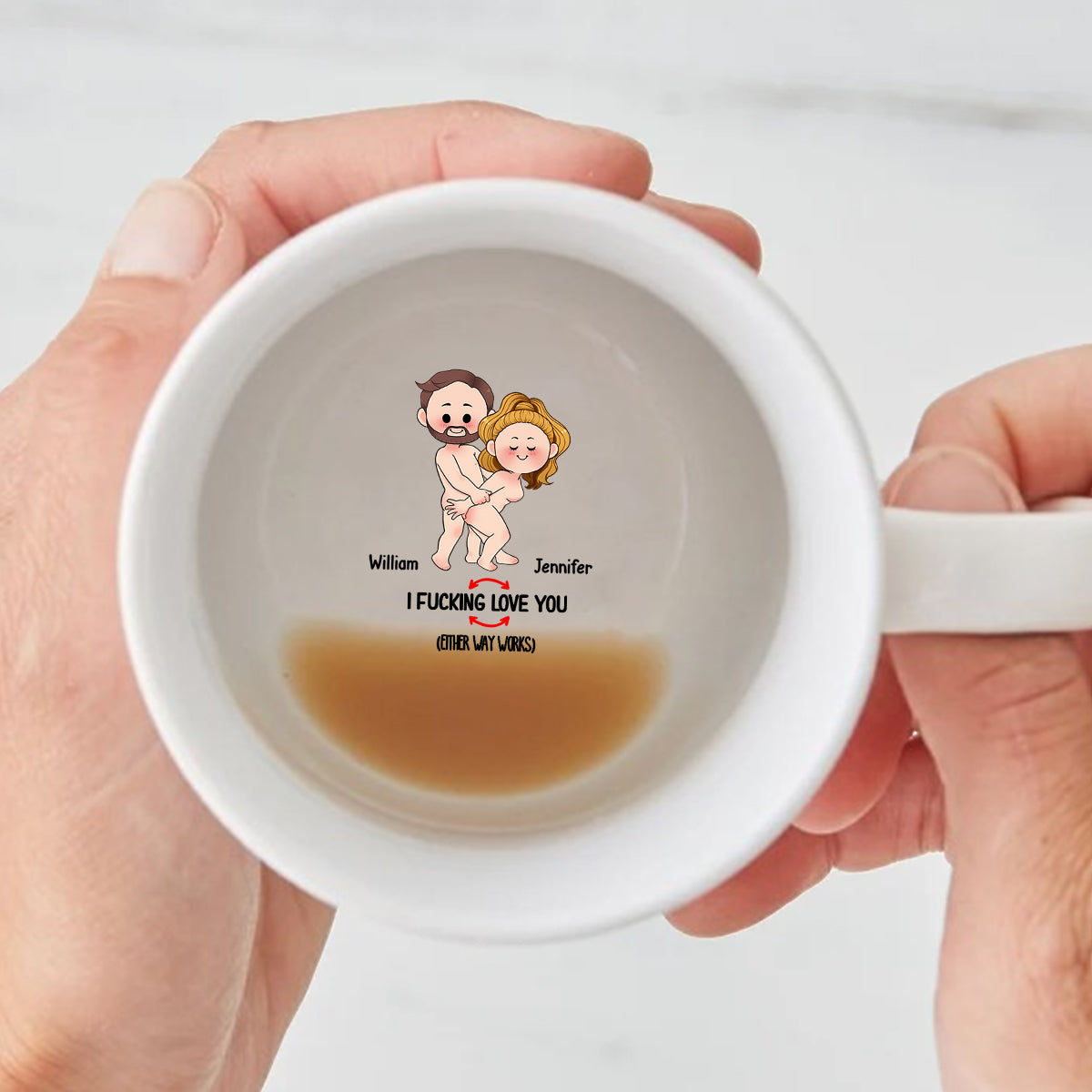 Mug personnalisé pour couple avec message caché « Elle Lui »