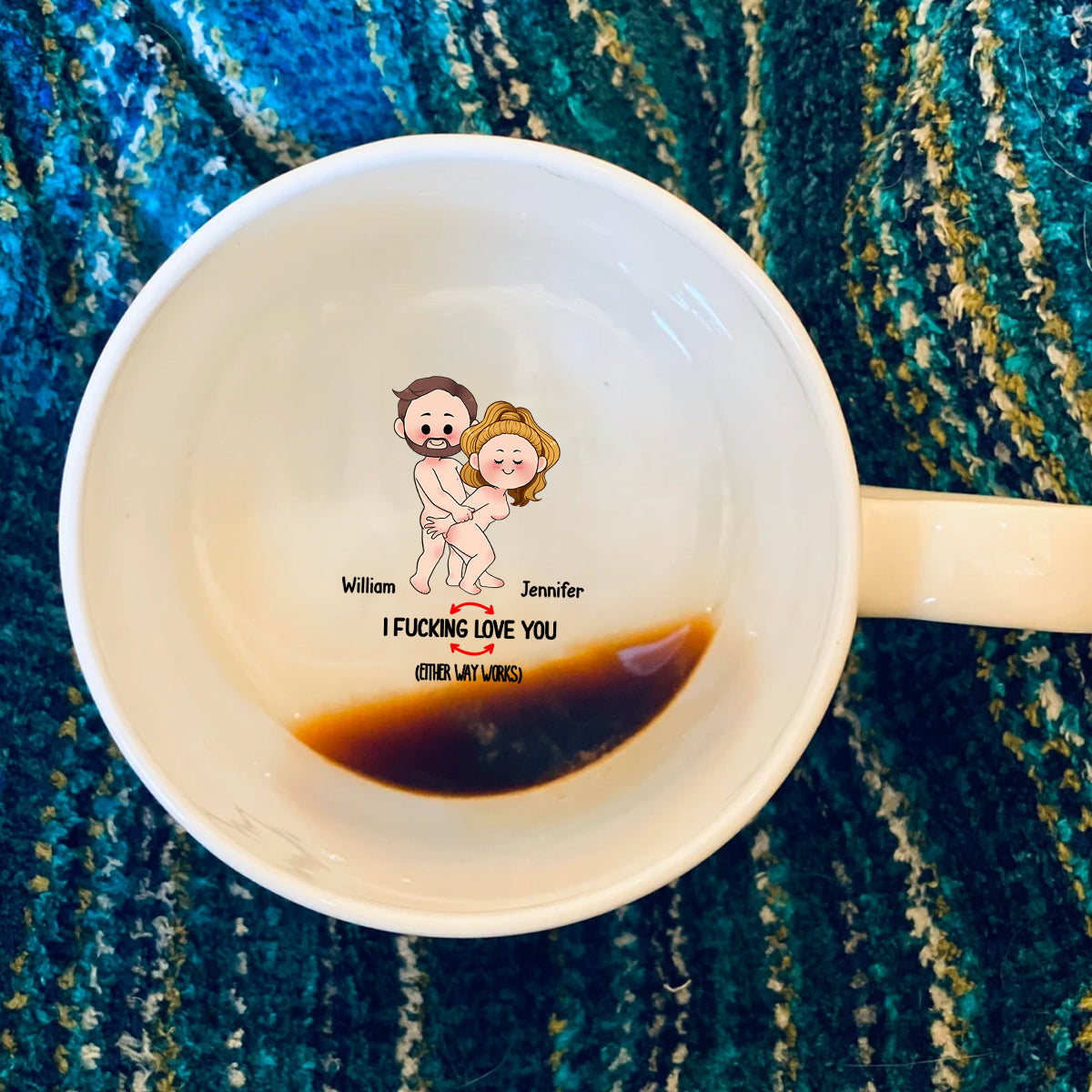 Mug personnalisé pour couple avec message caché « Elle Lui »