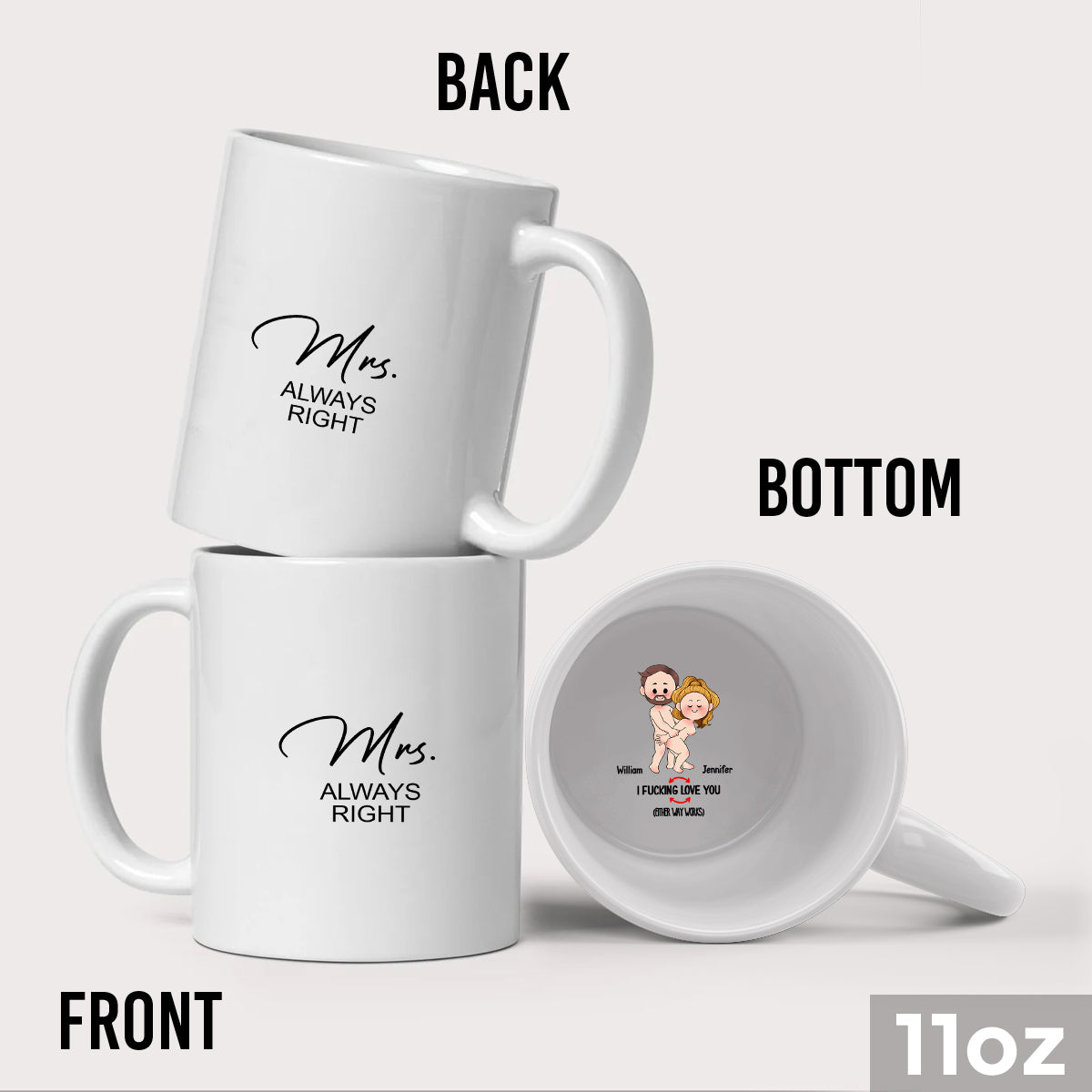 Mug personnalisé pour couple avec message caché « Elle Lui »