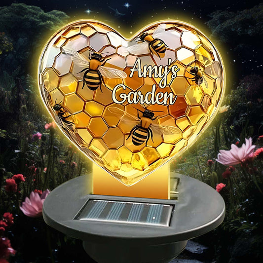 Sweetheart Hive - Lampe solaire de jardin personnalisée