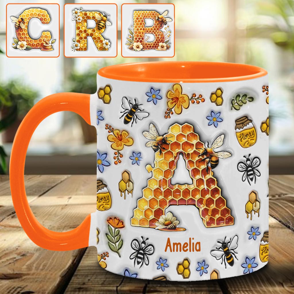 Stunning Bee Letter - Personalized Gardening Accent Mug