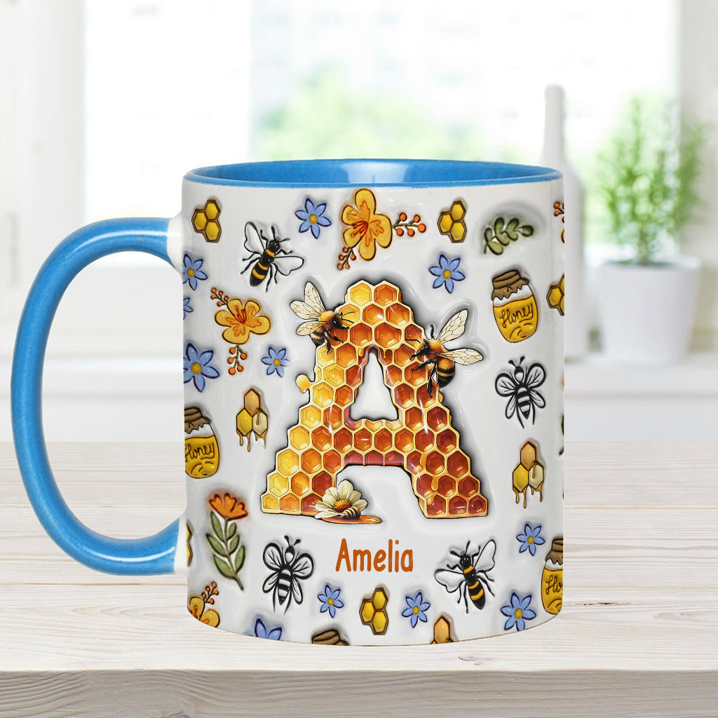 Stunning Bee Letter - Personalized Gardening Accent Mug