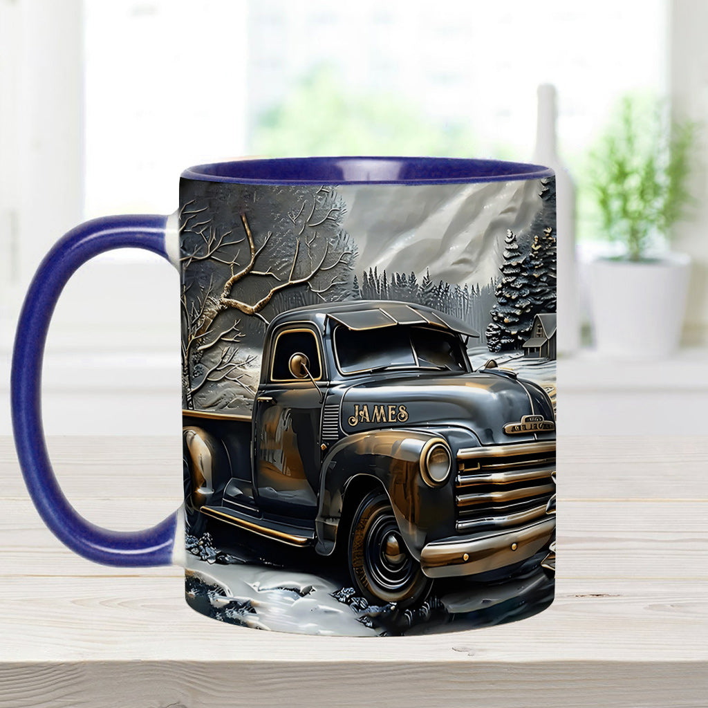 Never Underestimate An Old Man With A Truck - Personalized Trucker Accent Mug