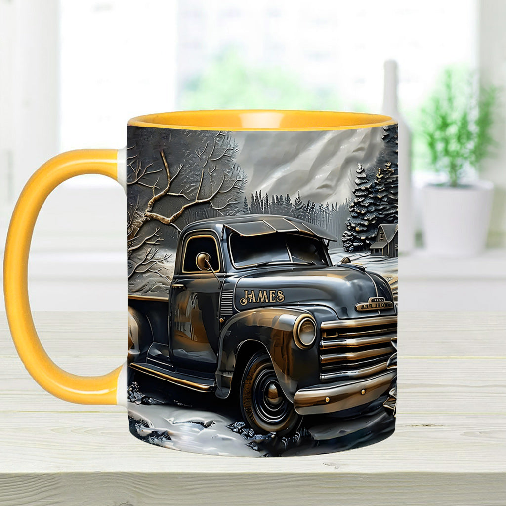 Never Underestimate An Old Man With A Truck - Personalized Trucker Accent Mug
