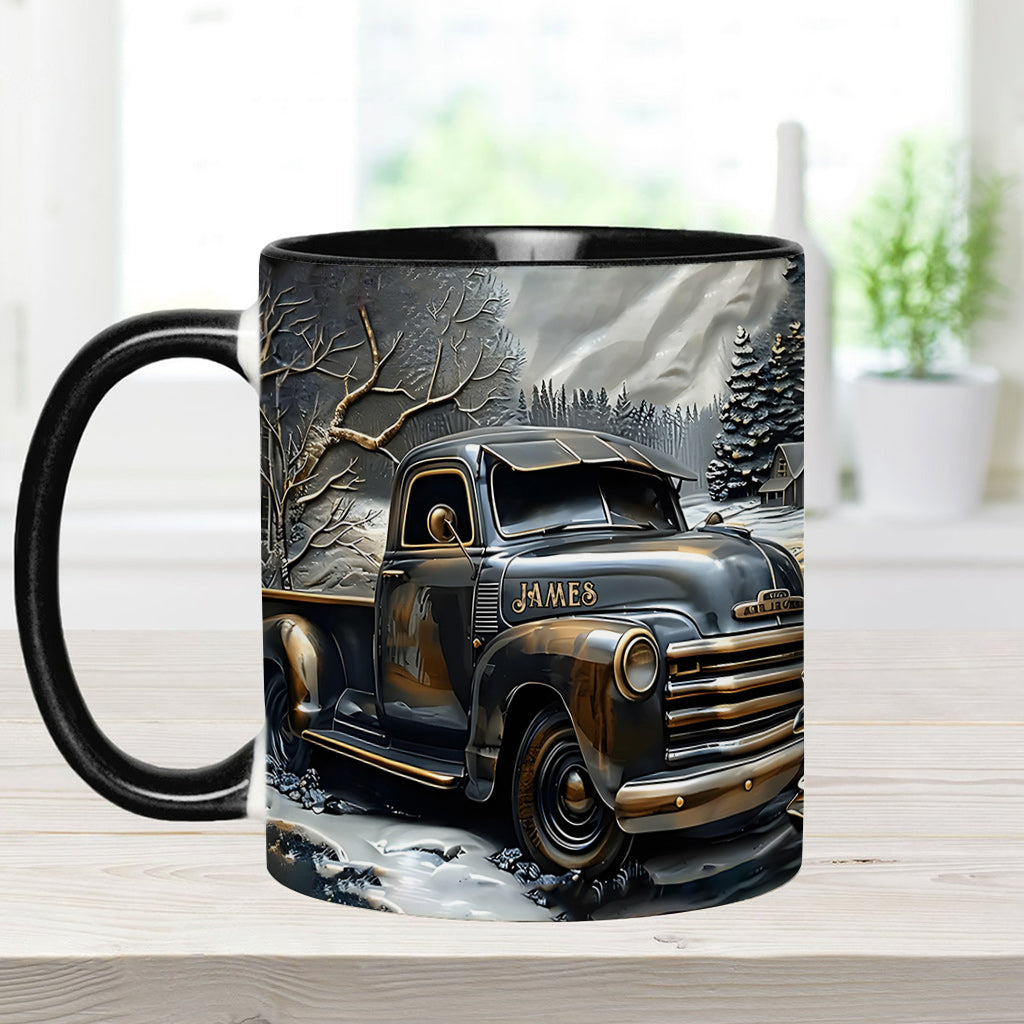 Never Underestimate An Old Man With A Truck - Personalized Trucker Accent Mug