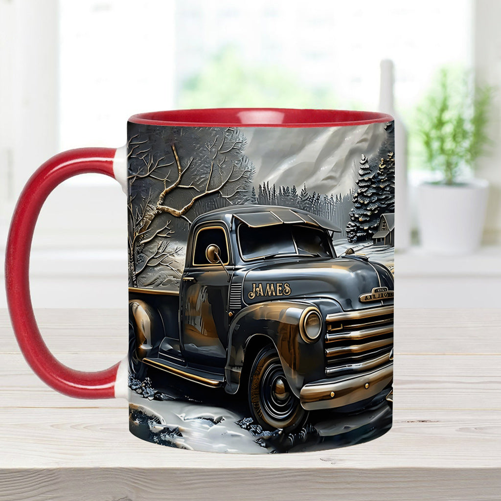 Never Underestimate An Old Man With A Truck - Personalized Trucker Accent Mug