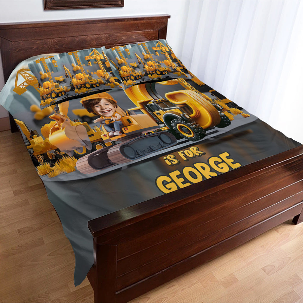 Construction Vehicle Alphabet - Personalized Kid Bedding Set