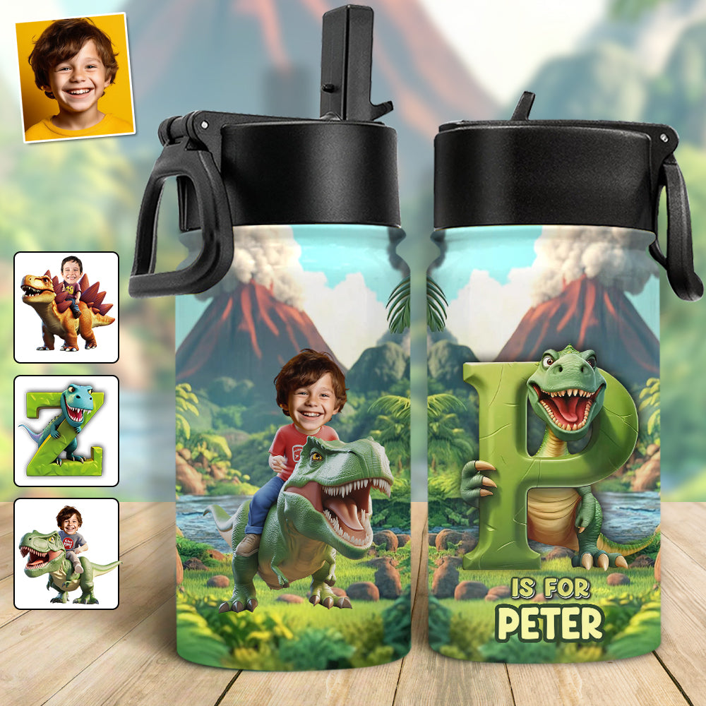 Cool Dinosaur Alphabet - Personalized Kid Kids Water Bottle