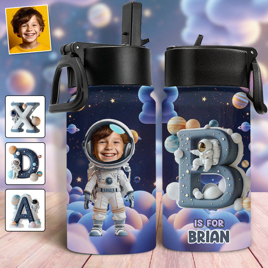 Gourde personnalisée pour enfant avec l'alphabet de l'espace