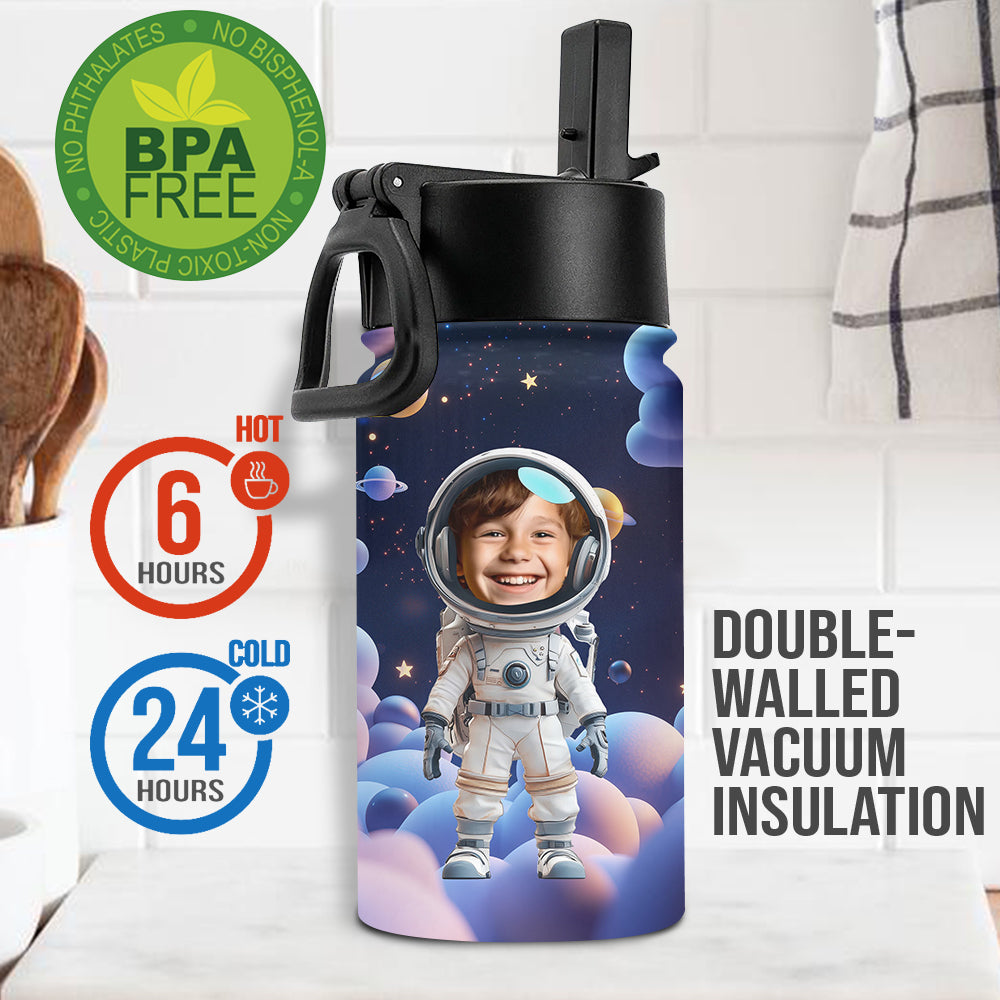 Cool Space Alphabet - Personalized Kid Kids Water Bottle