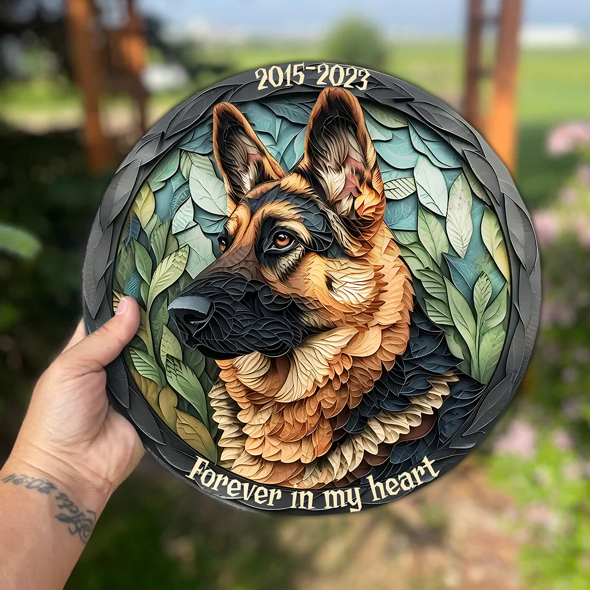 Forever In My Heart - Personalized German Shepherd Dog Round Shaped Stone