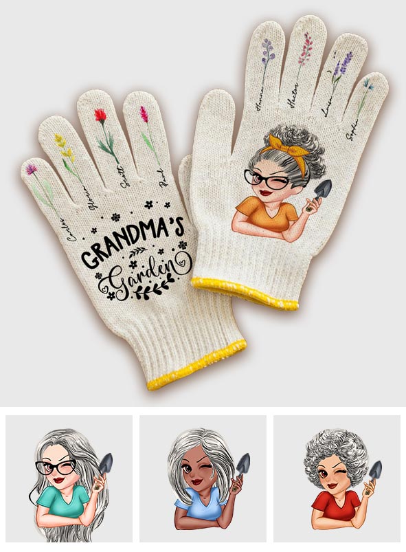 Gants de jardinage personnalisés pour grand-mère/maman