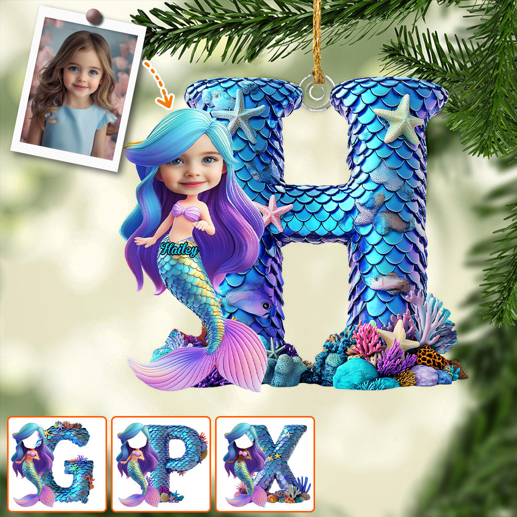 Mermaid Alphabet Letters - Personalized Kid Custom Shaped Ornament