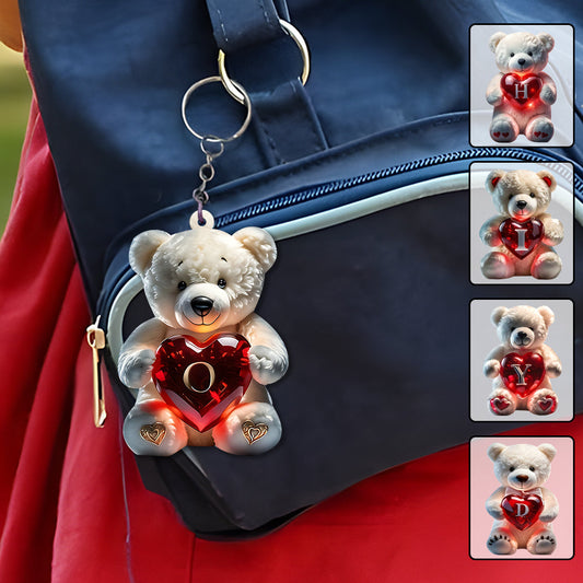Lettre Ours Mignon - Porte-clés enfant personnalisé