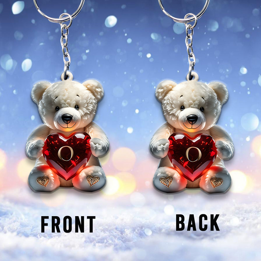 Lettre Ours Mignon - Porte-clés enfant personnalisé