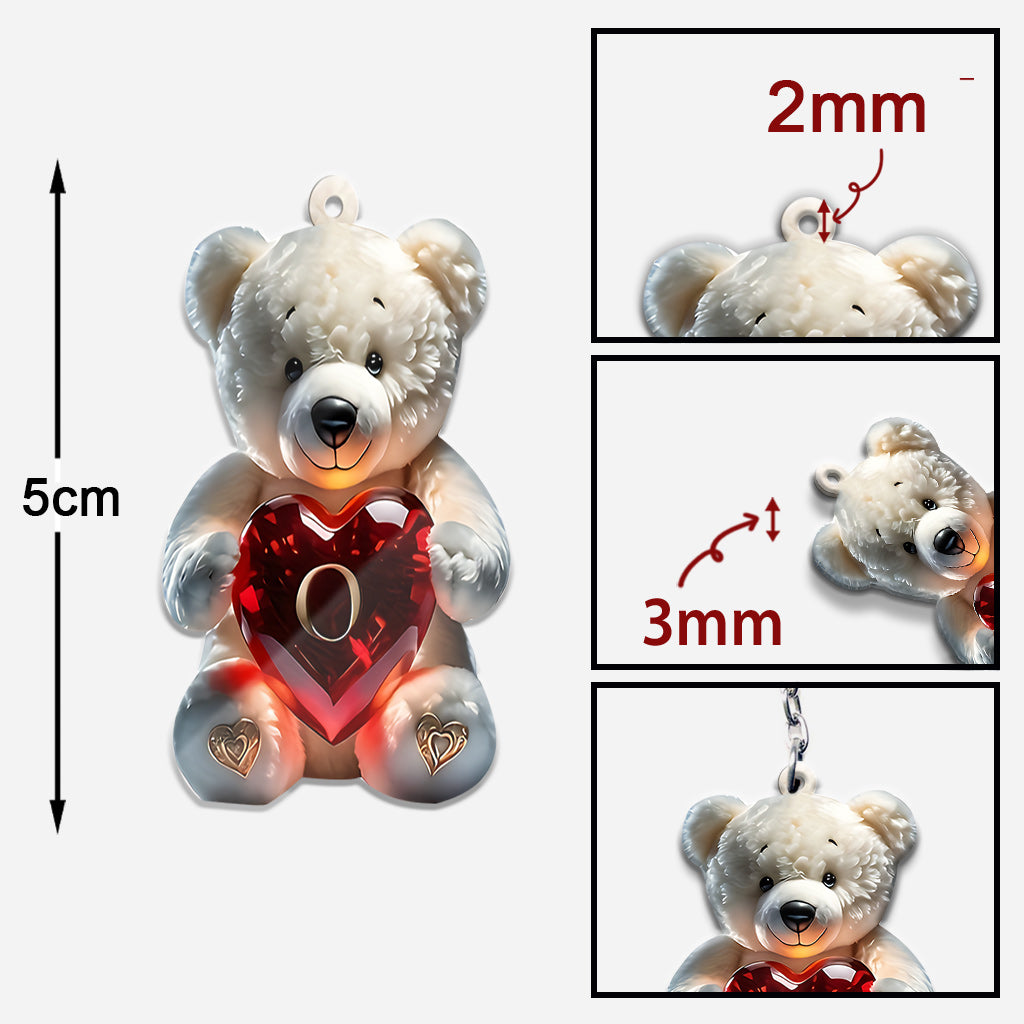 Lettre Ours Mignon - Porte-clés enfant personnalisé