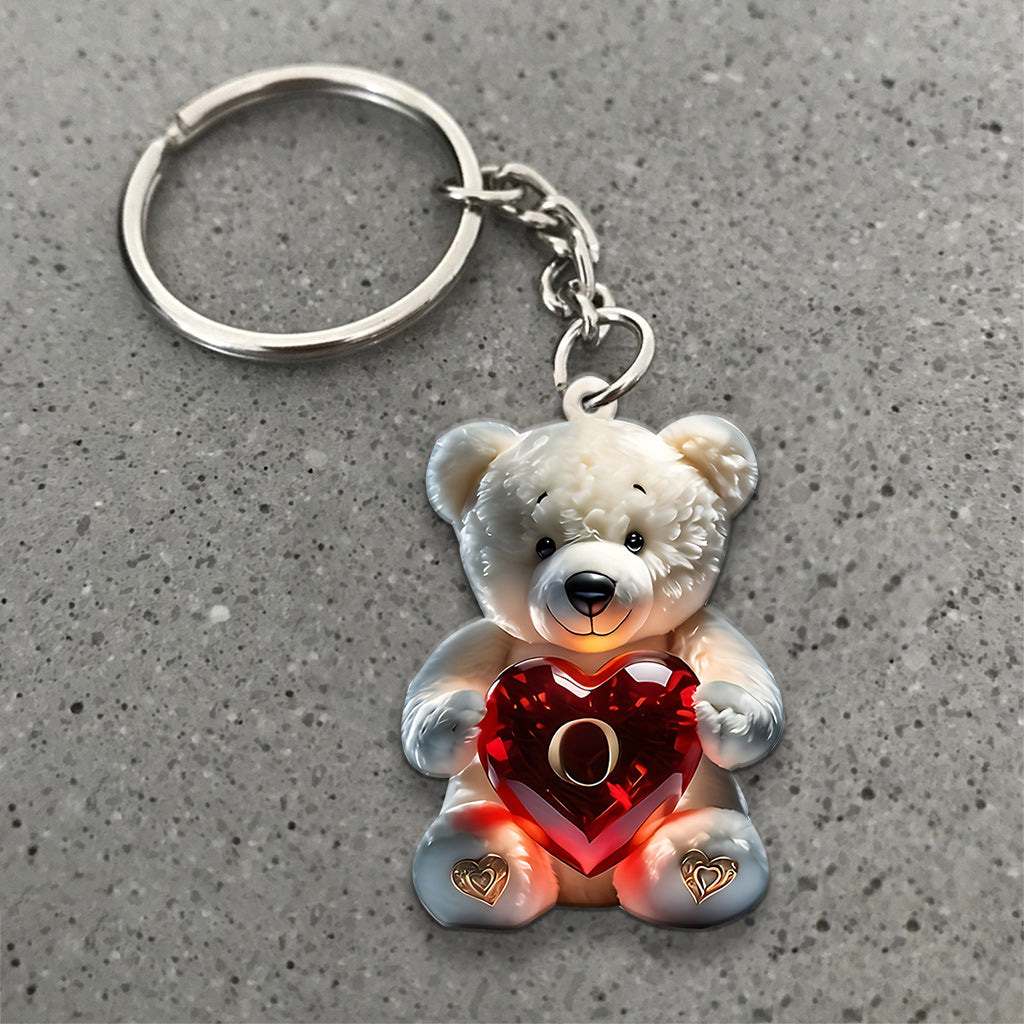 Lettre Ours Mignon - Porte-clés enfant personnalisé
