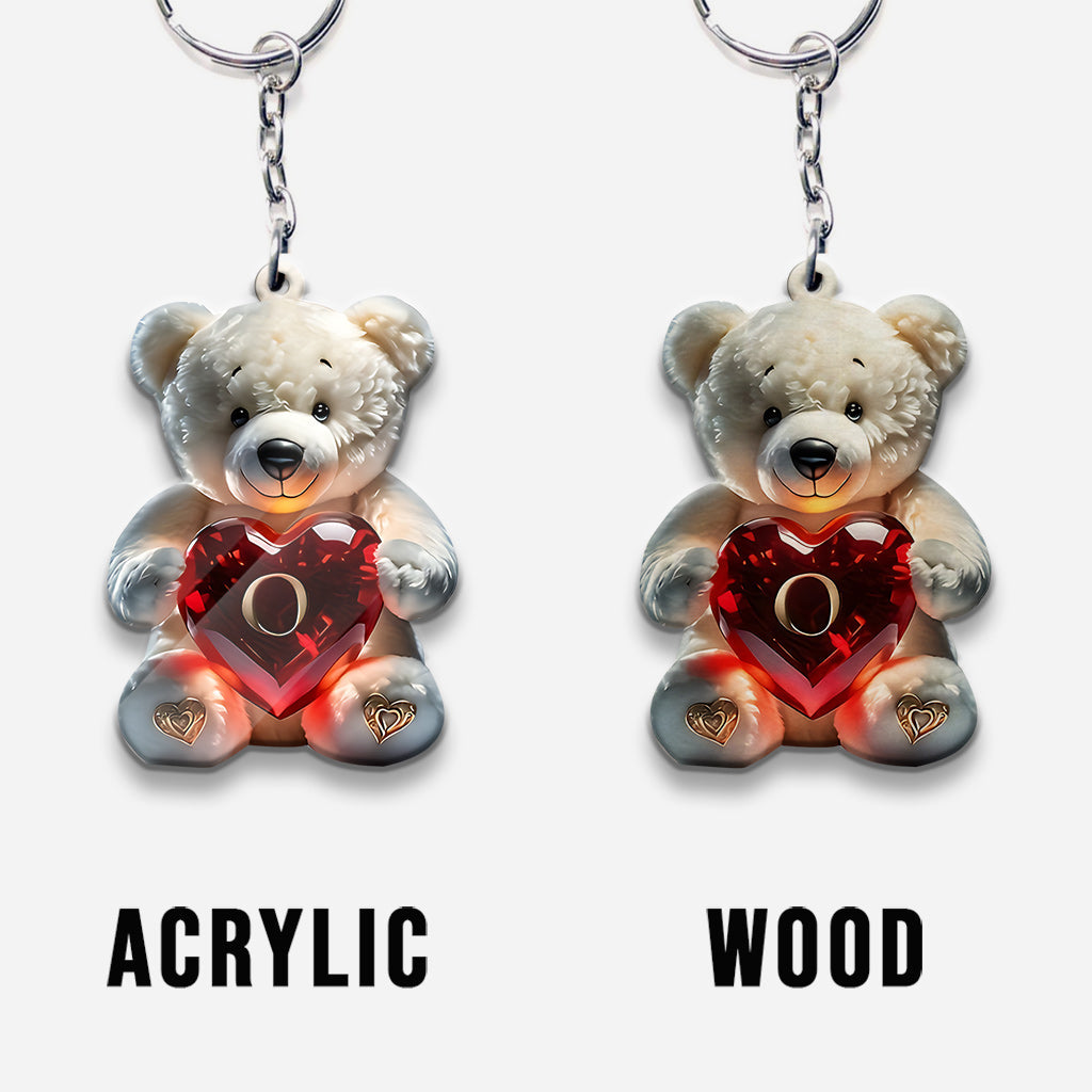 Lettre Ours Mignon - Porte-clés enfant personnalisé