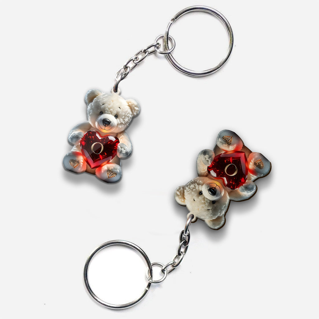 Lettre Ours Mignon - Porte-clés enfant personnalisé