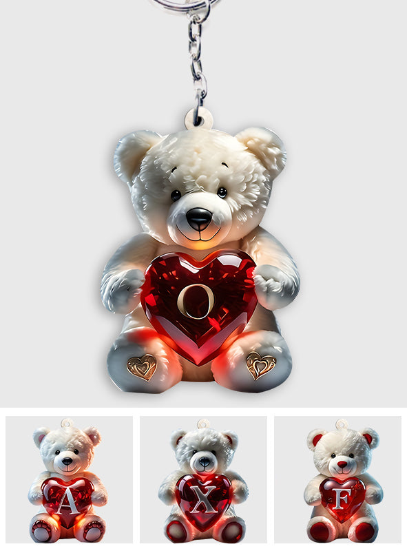 Lettre Ours Mignon - Porte-clés enfant personnalisé