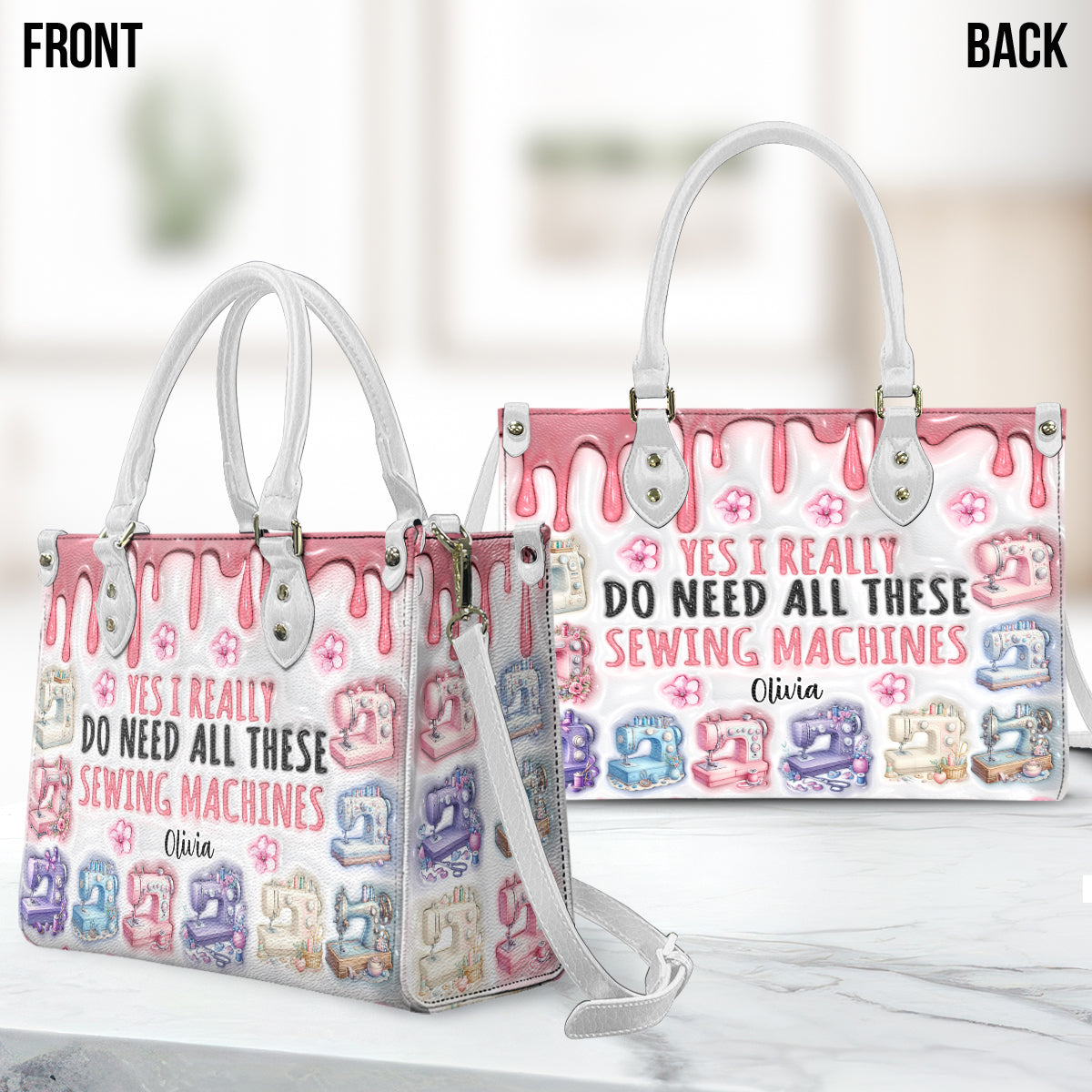 I Really Do Need All These Sewing Machines - Personalized Sewing Leather Handbag