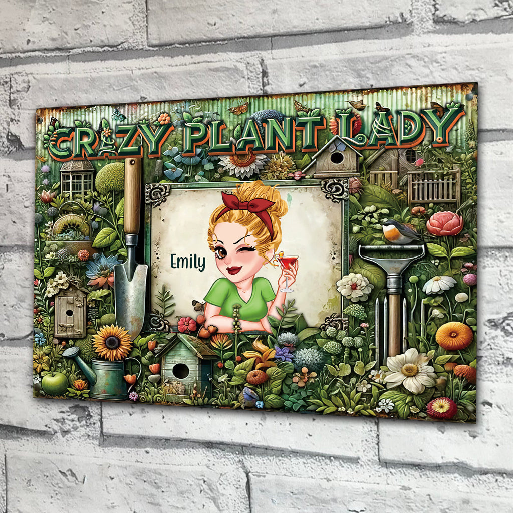Passionnée de plantes - Panneau métallique rectangulaire personnalisé pour le jardinage