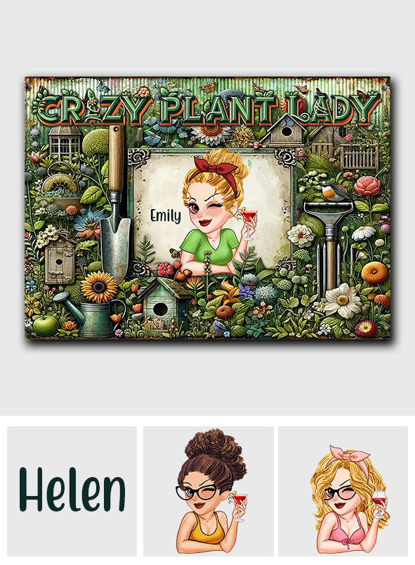 Passionnée de plantes - Panneau métallique rectangulaire personnalisé pour le jardinage