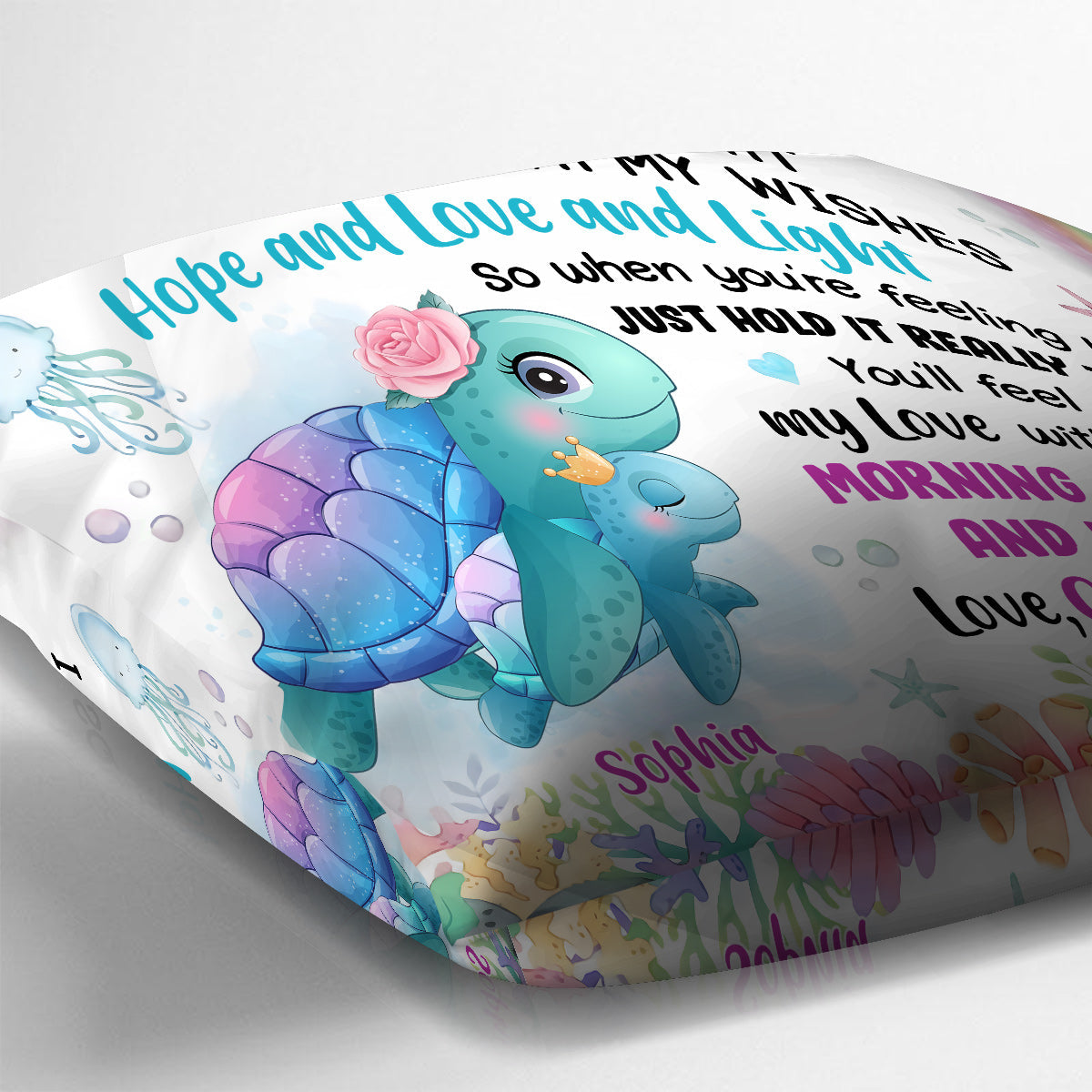 Coussin personnalisé « Animaux marins câlins » pour petit-fils et petite-fille - Coussin décoratif personnalisé pour petit-fils