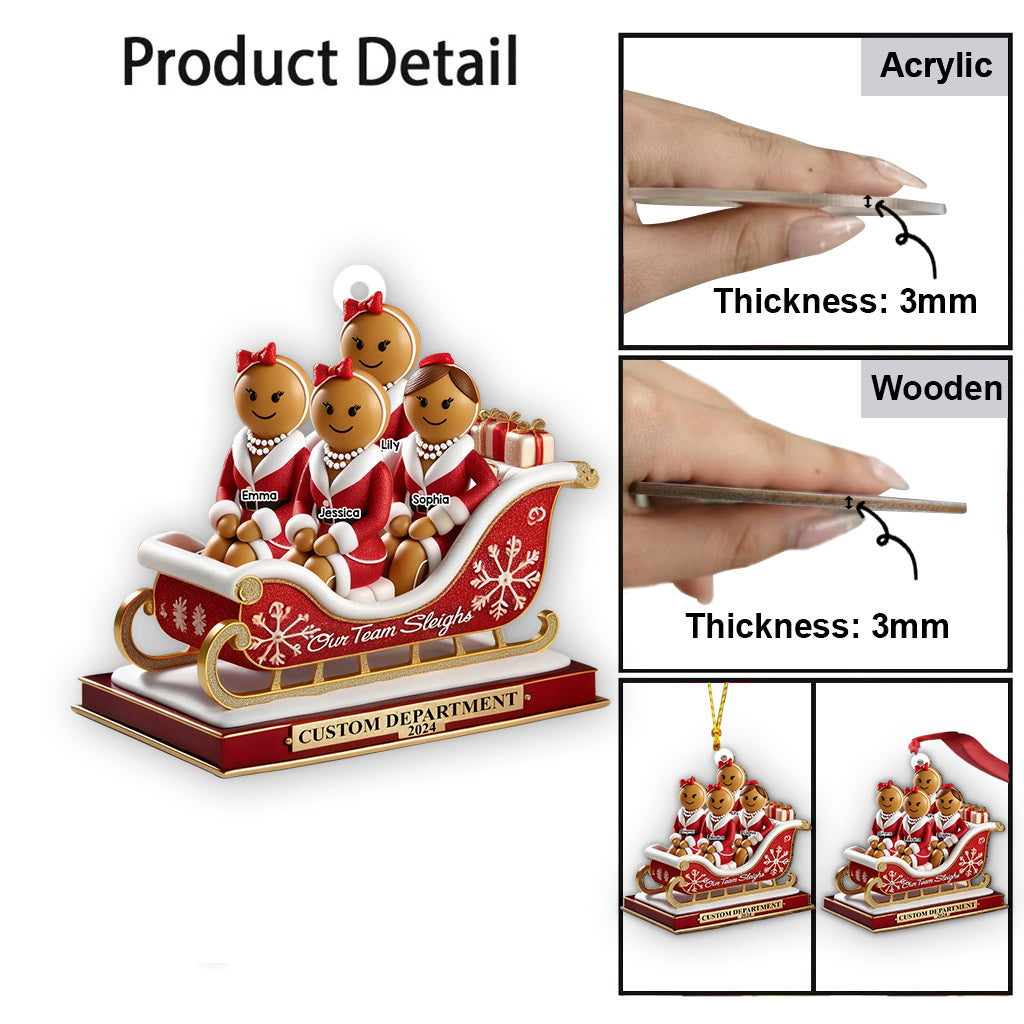 Notre traîneau d'équipe, cadeaux de Noël pour collègues - Ornement personnalisé pour collègues